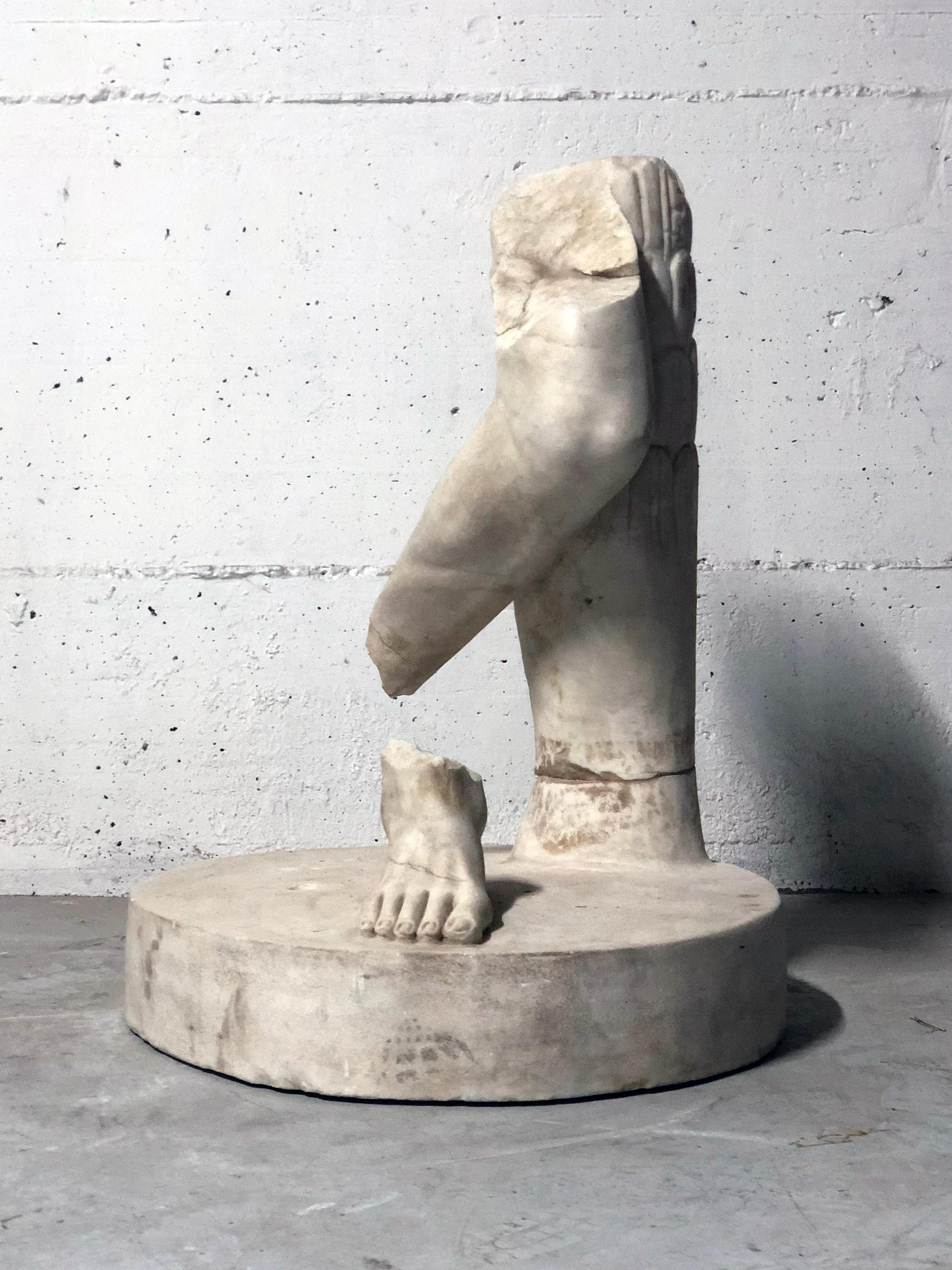 19th Century Roman White Marble Lifesize Fragment Torso Sculpture Legs and Feet 2