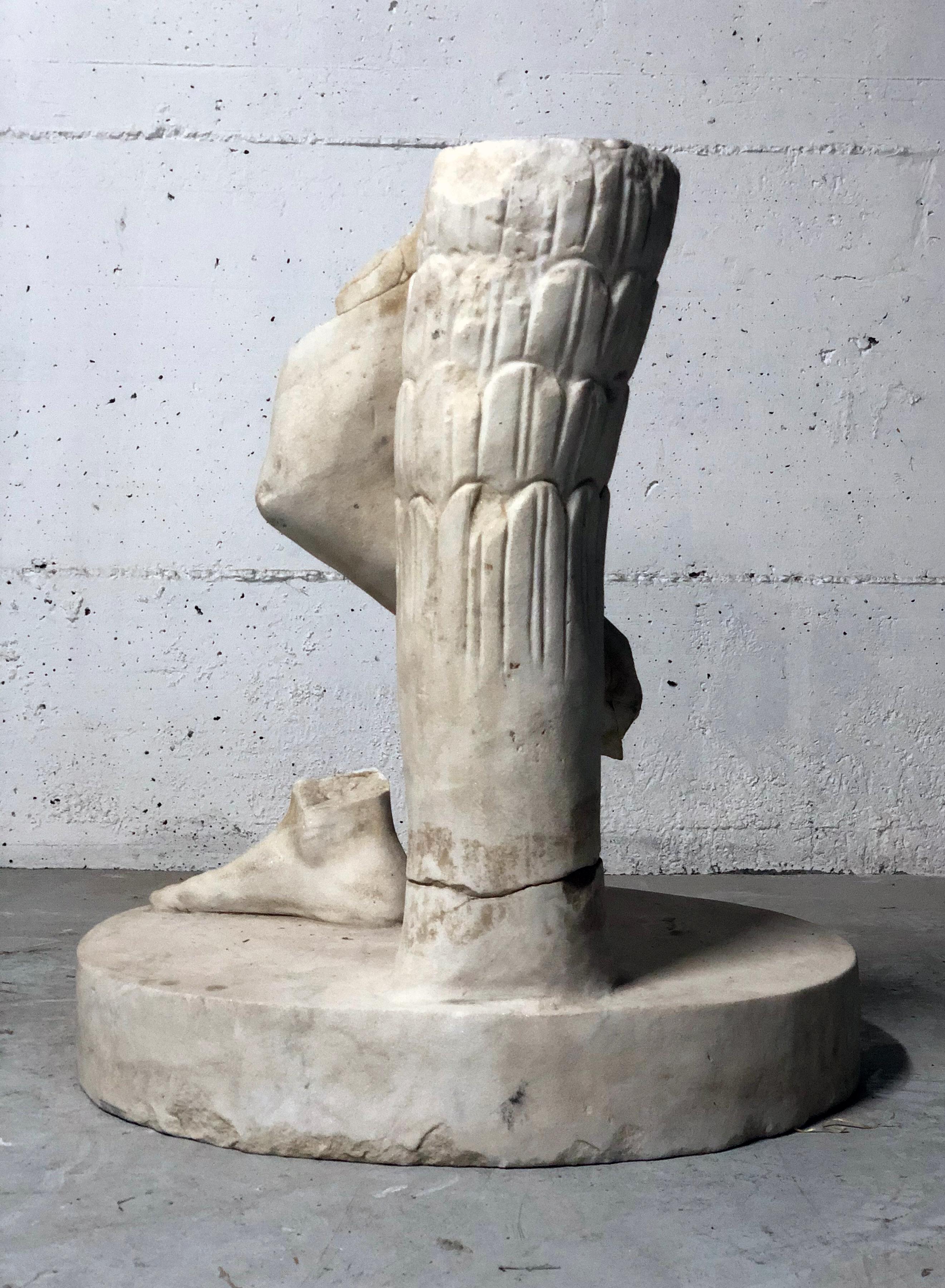 19th Century Roman White Marble Lifesize Fragment Torso Sculpture Legs and Feet 3