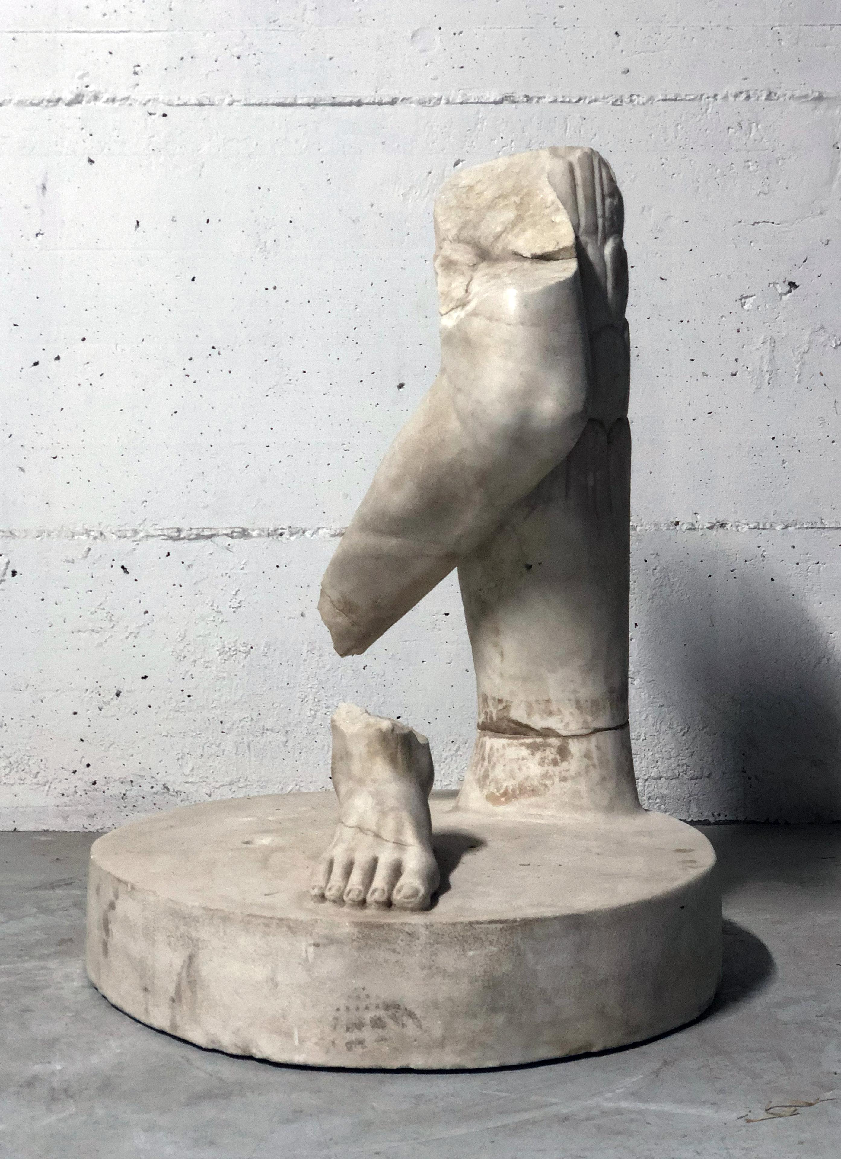 19th Century Roman White Marble Lifesize Fragment Torso Sculpture Legs and Feet 4