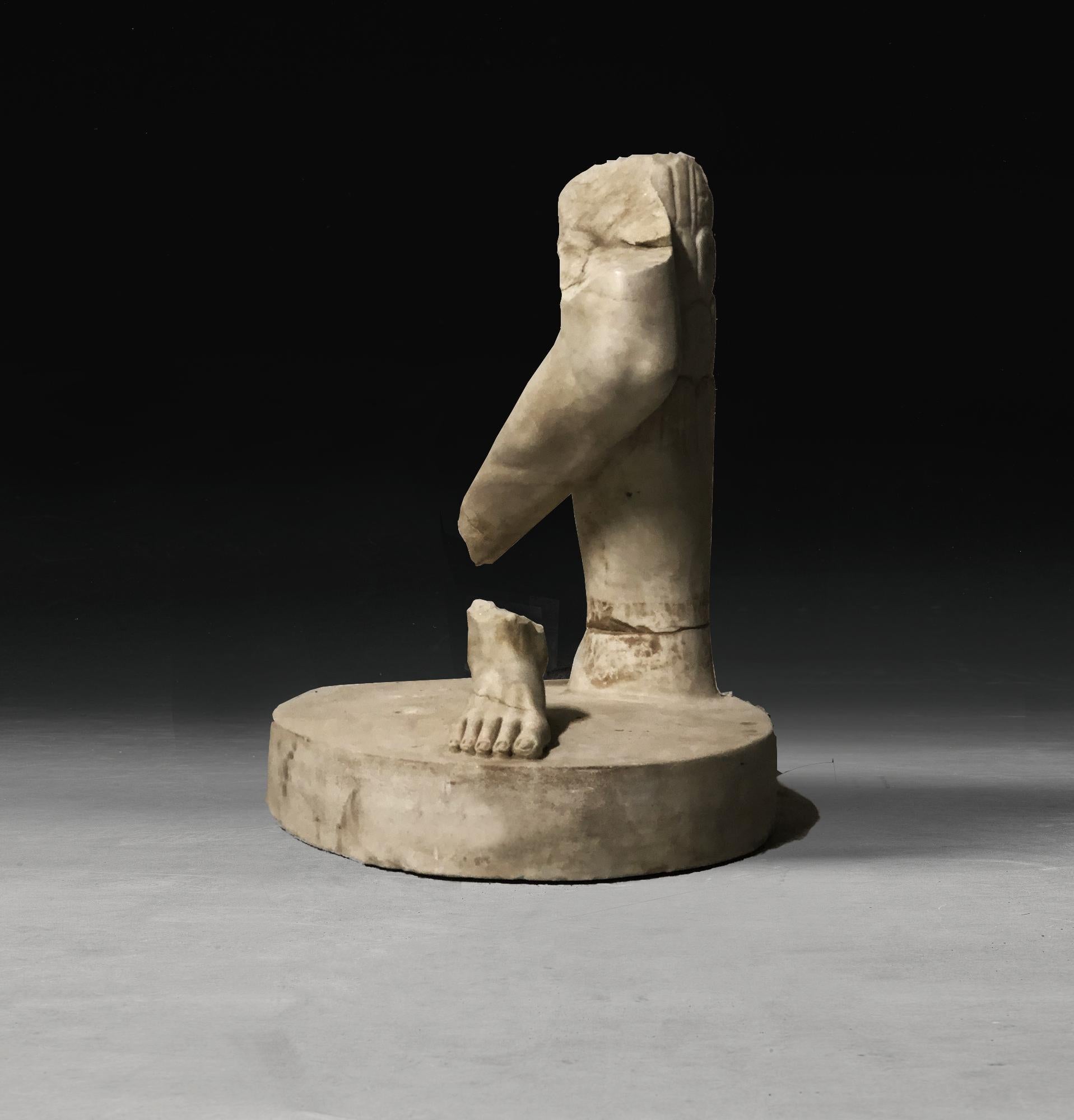 Unknown Figurative Sculpture - 19th Century Roman White Marble Lifesize Fragment Torso Sculpture Legs and Feet