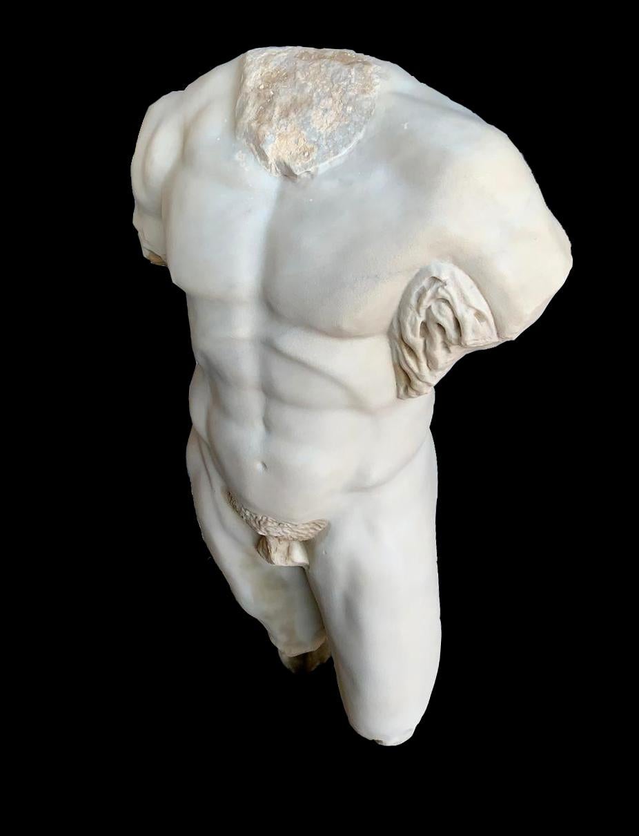 19th Century SculptureTorso  Hercules Farnese Italian White Marble  1