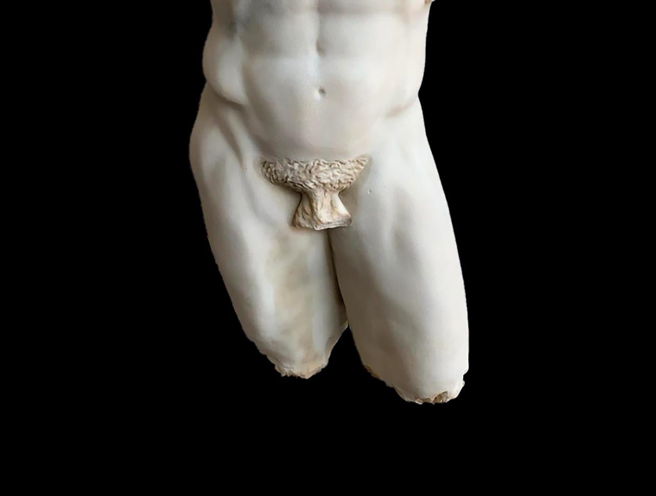 19th Century SculptureTorso  Hercules Farnese Italian White Marble 4