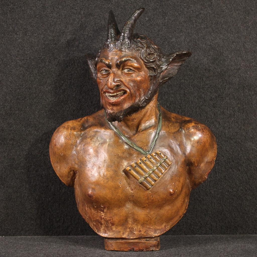 Nude Sculpture de Unknown - siglo XIX Terracota Francesa Antigua Escultura Mitológica Fauno Pan Dios, 1870