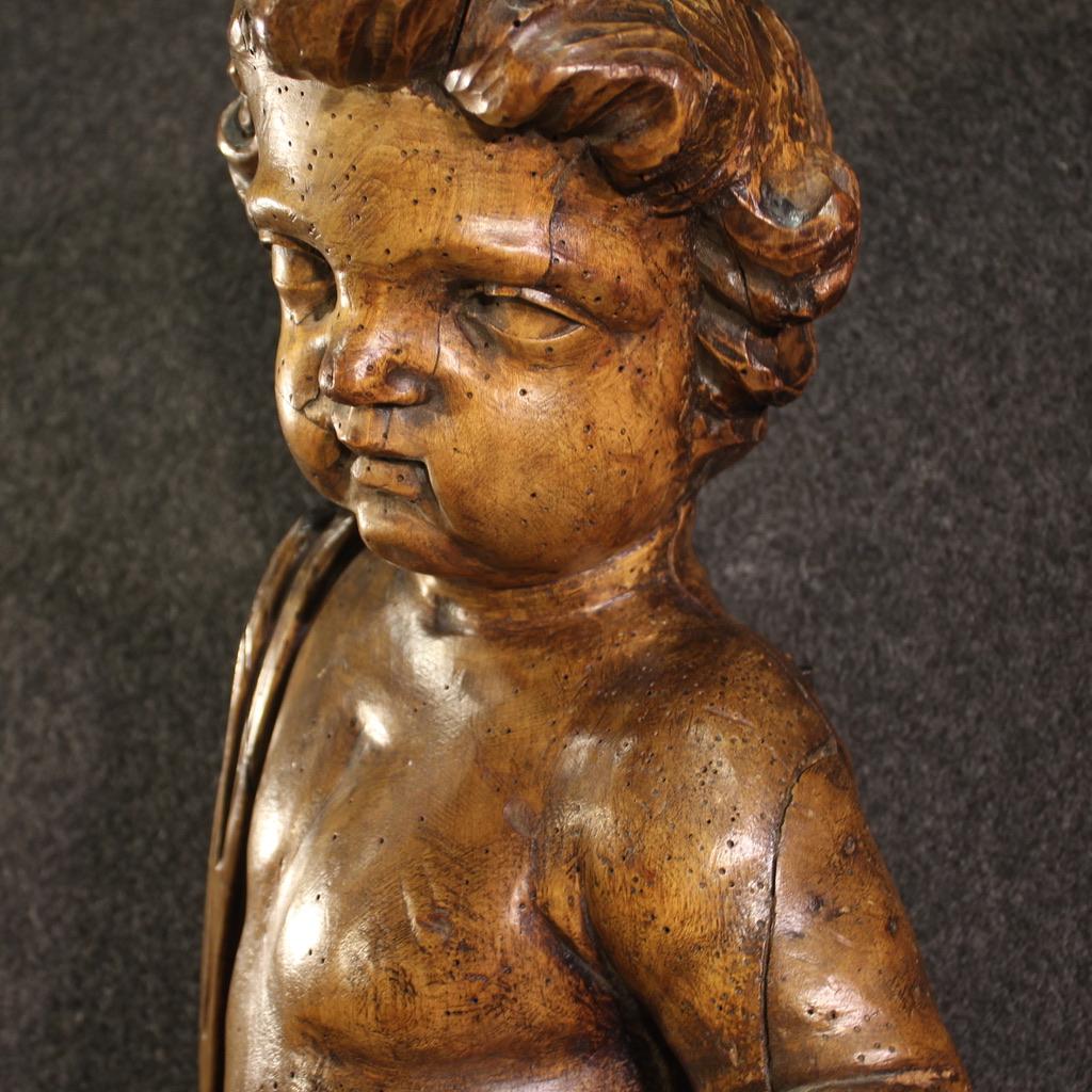 19th Century Wooden North Europe Cherub Sculpture, 1870 7