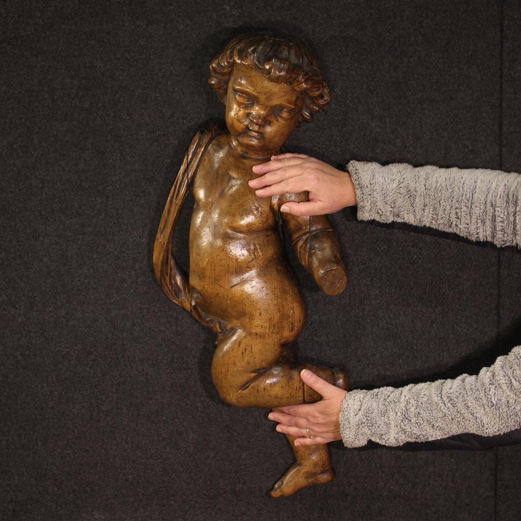 19th Century Wooden North Europe Cherub Sculpture, 1870 2