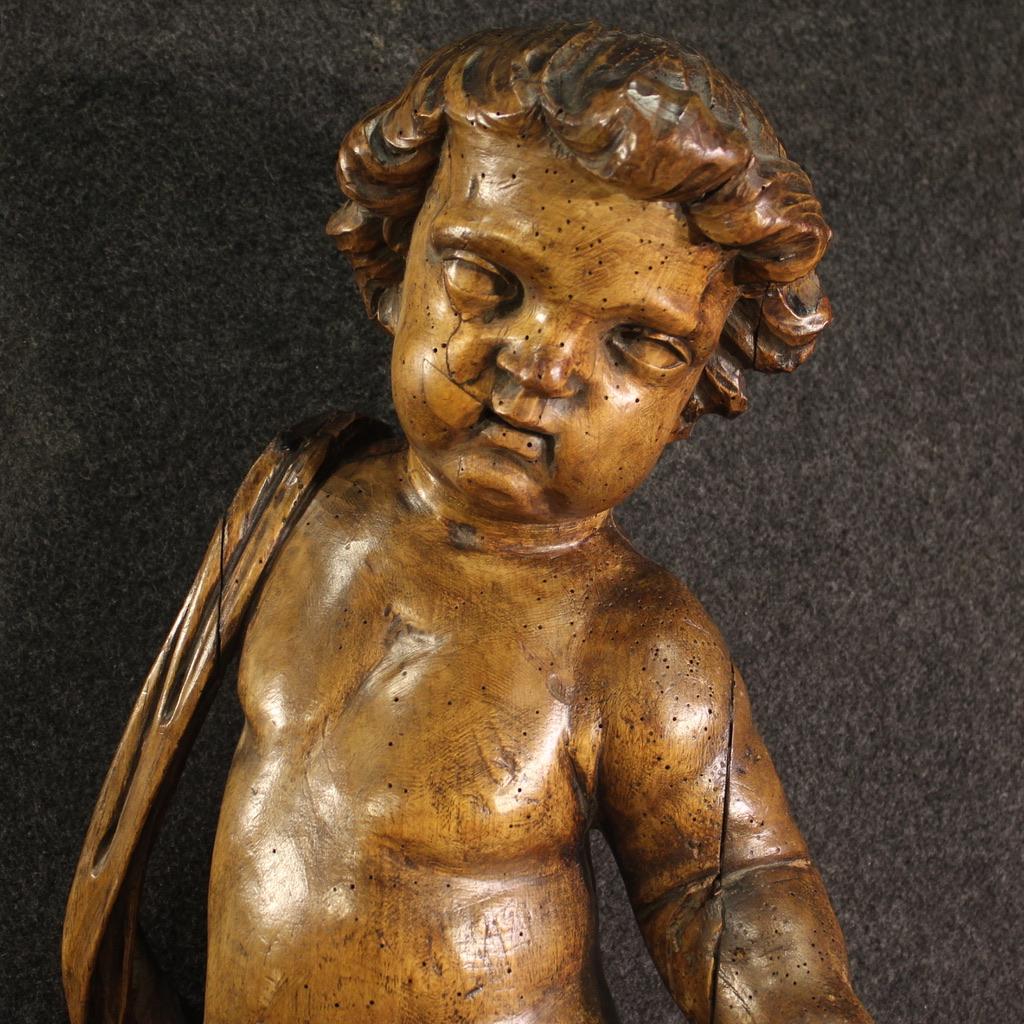 19th Century Wooden North Europe Cherub Sculpture, 1870 3