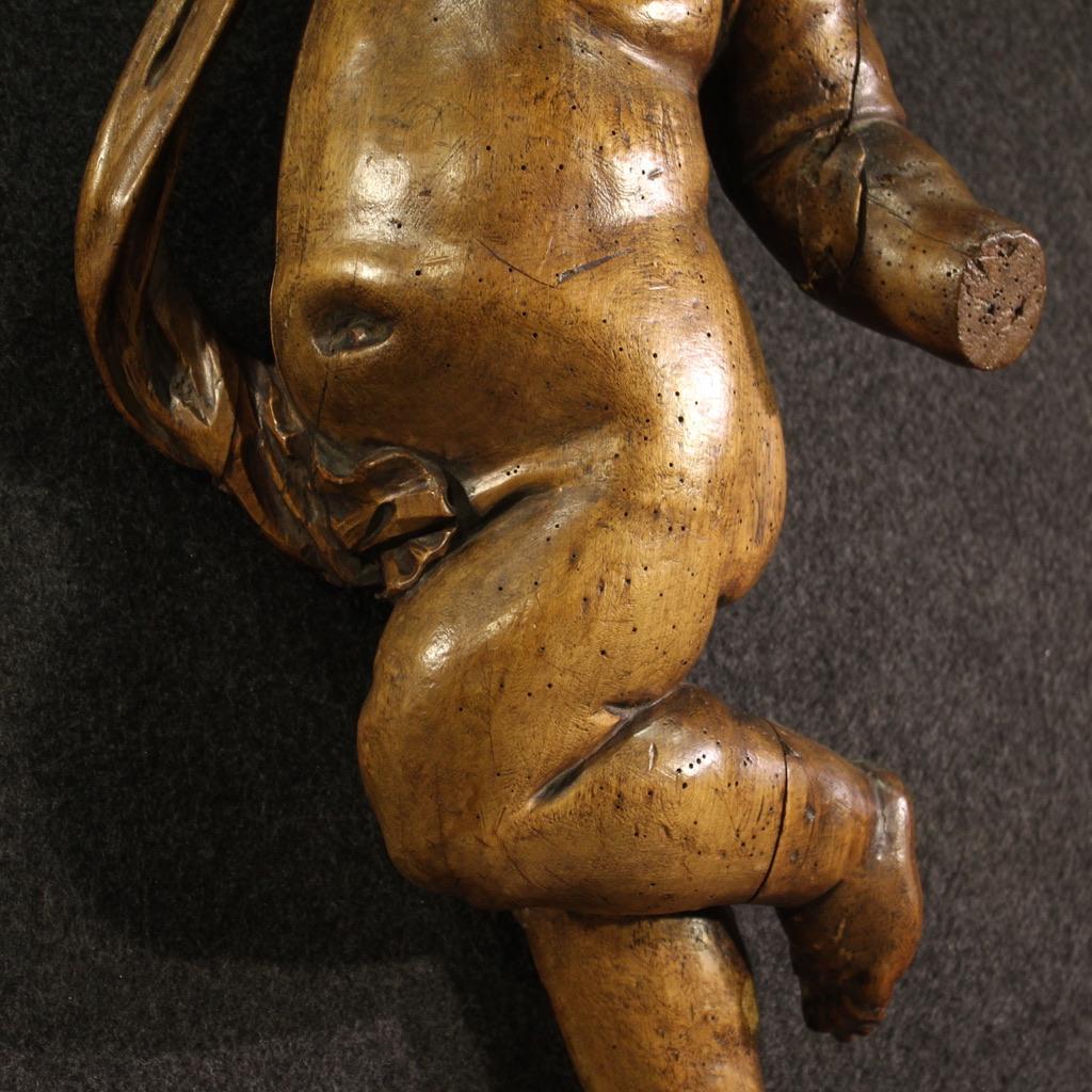 19th Century Wooden North Europe Cherub Sculpture, 1870 4