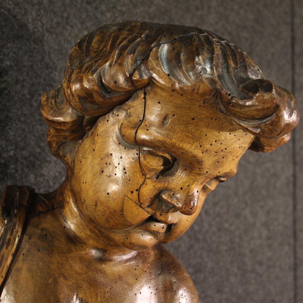19th Century Wooden North Europe Cherub Sculpture, 1870 5