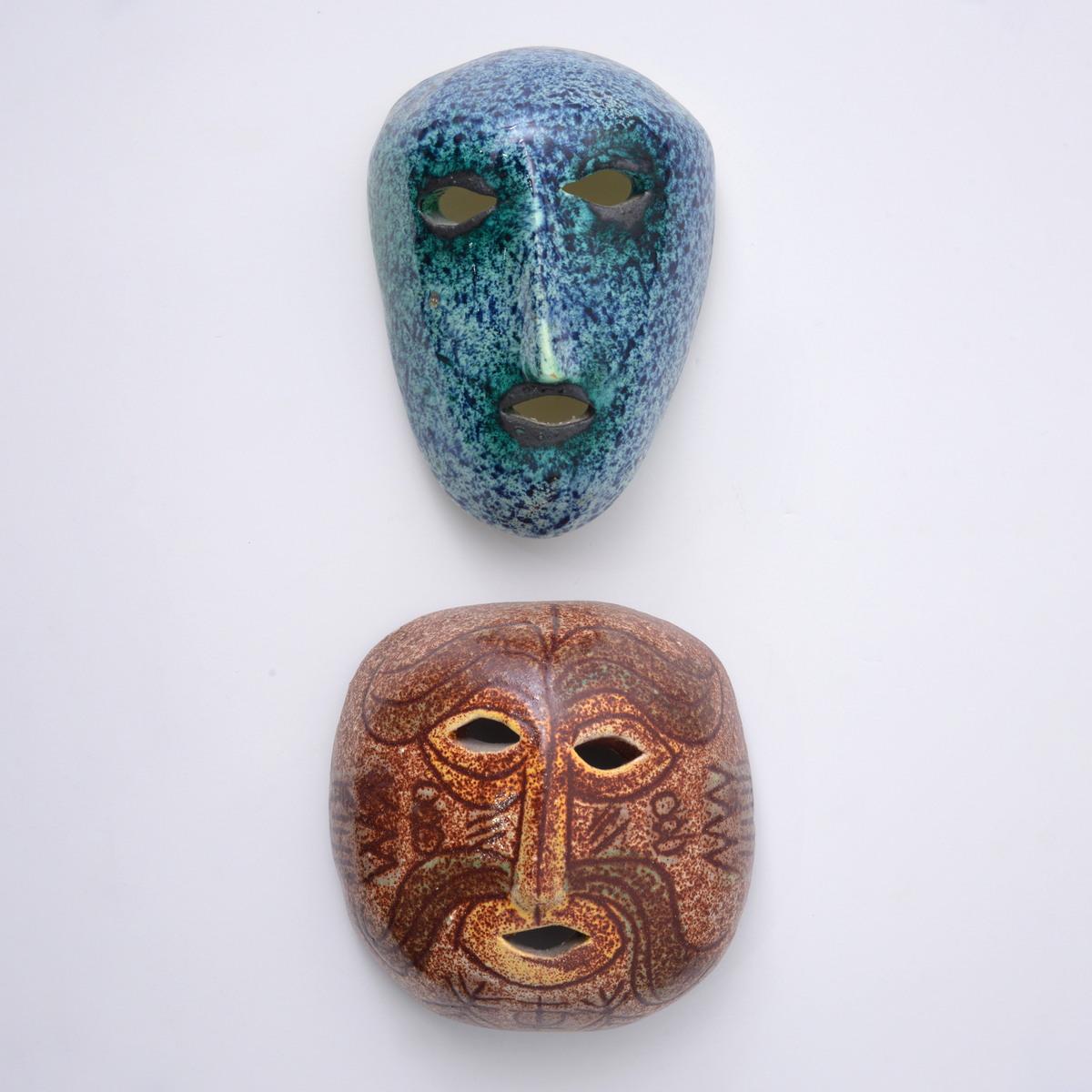 2 Slavic Paley for Accolay Pottery Masks - Contemporary Sculpture by Unknown
