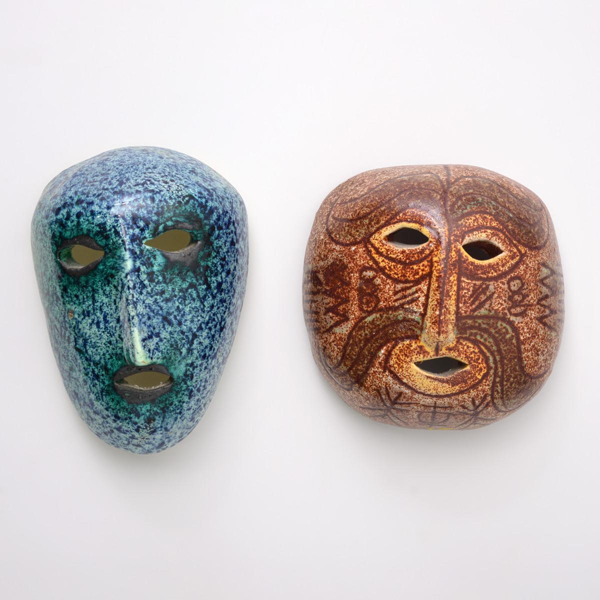 Unknown Figurative Sculpture - 2 Slavic Paley for Accolay Pottery Masks