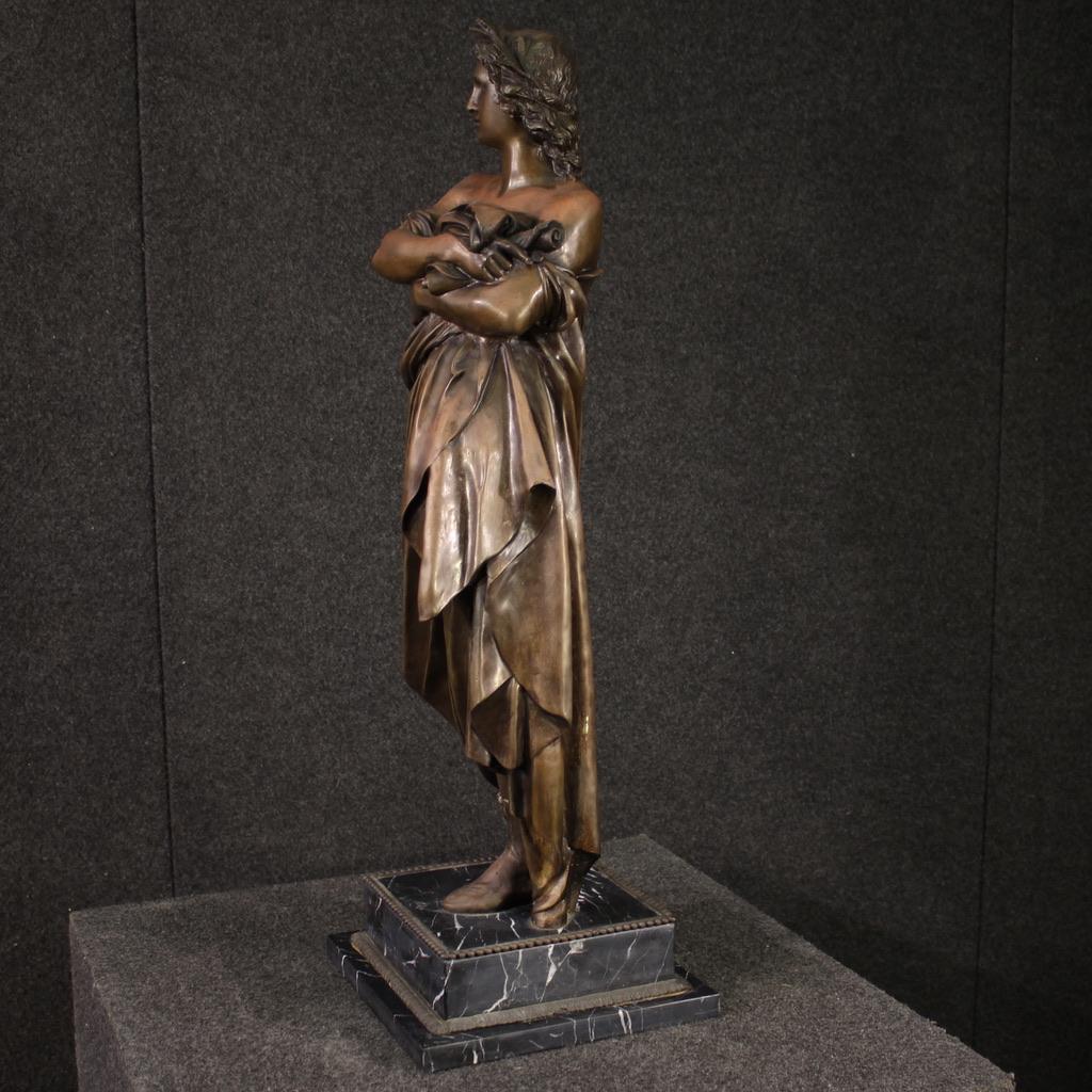 20. Jahrhundert Bronze mit Marmorsockel Italienische Skulptur Virgil, 1930 im Angebot 3