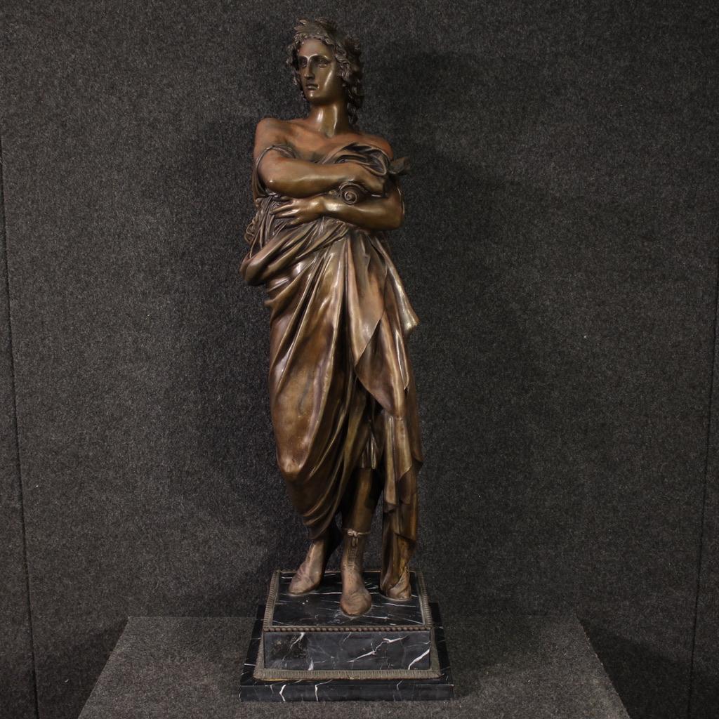 Unknown Figurative Sculpture – 20. Jahrhundert Bronze mit Marmorsockel Italienische Skulptur Virgil, 1930