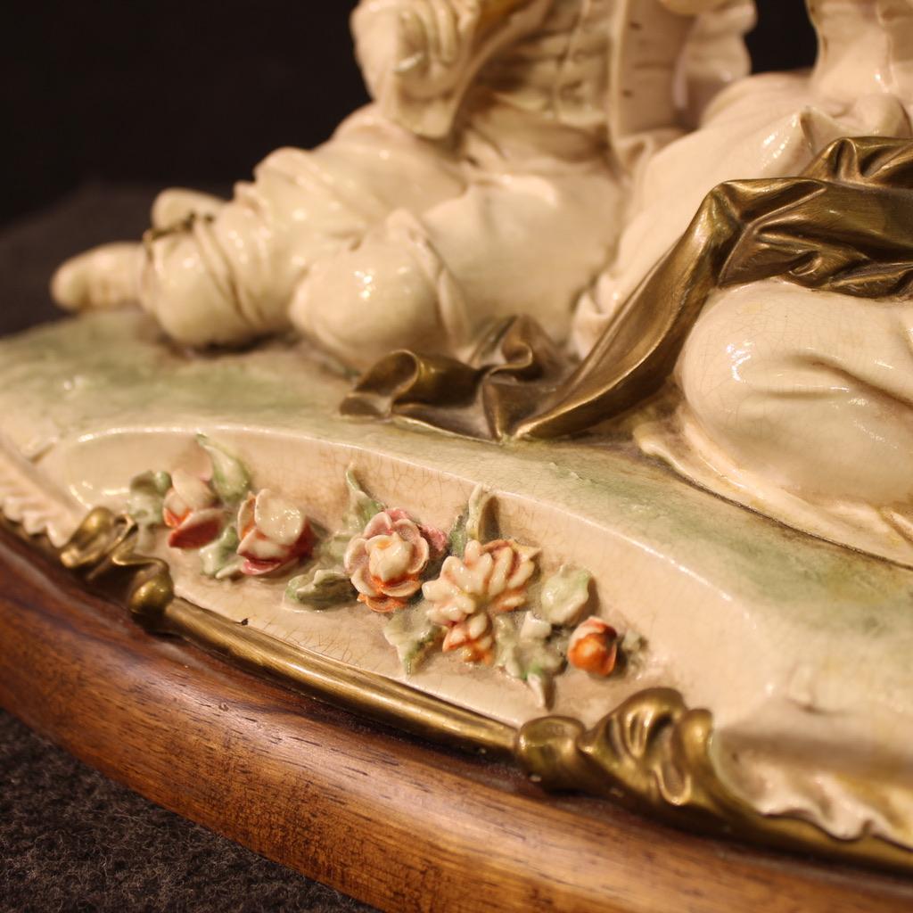 20th Century Capodimonte Ceramic Sculpture Signed and Dated, 1981 For Sale 1