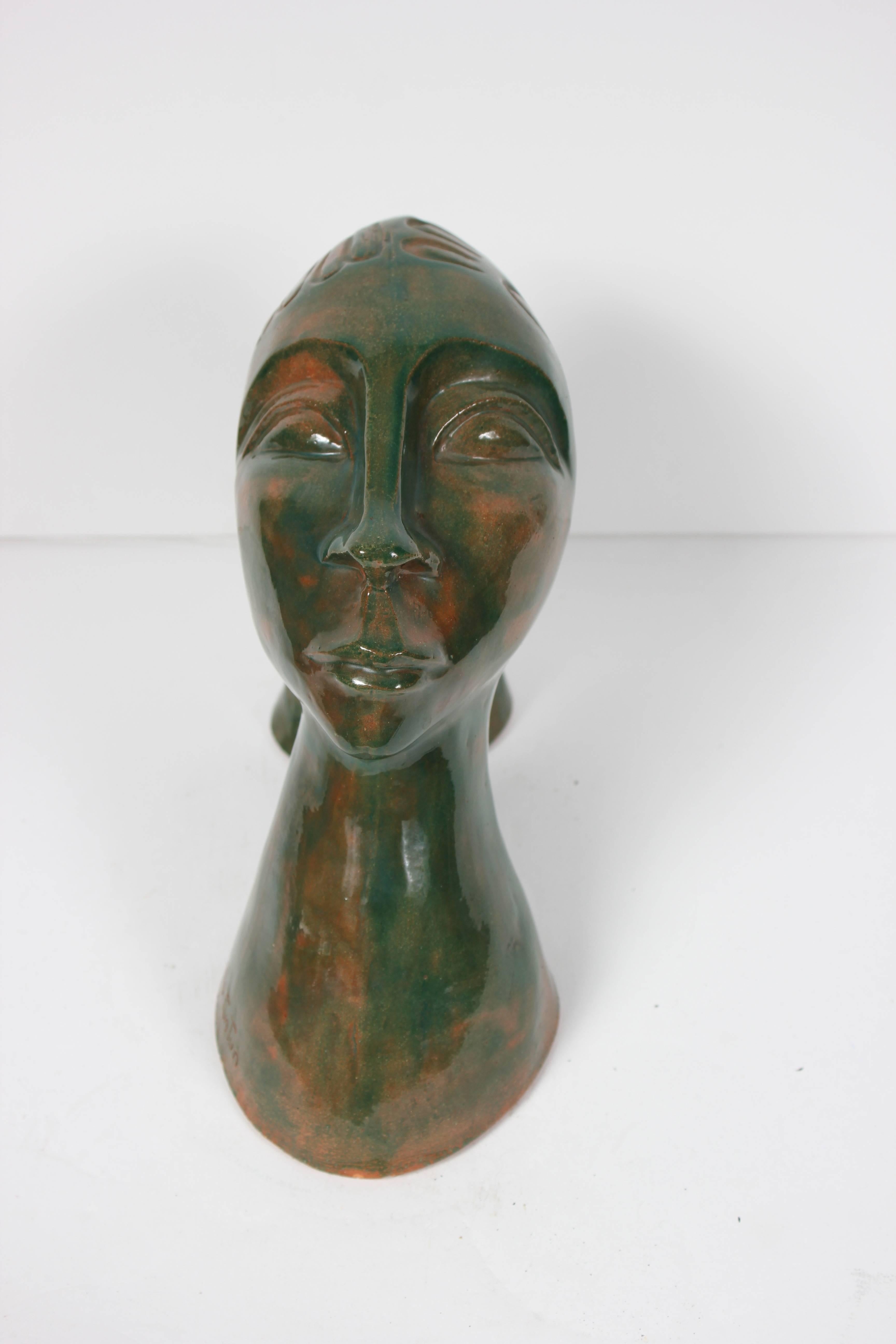 20th Century Ceramic Portrait Sculpture - Black Figurative Sculpture by Unknown