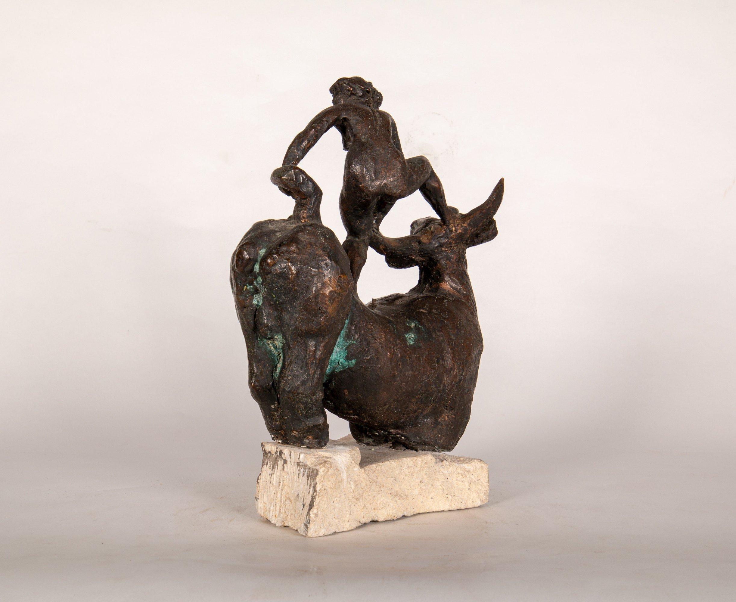20th Century Continental School Bronze Figure of Europa and the Bull For Sale 1