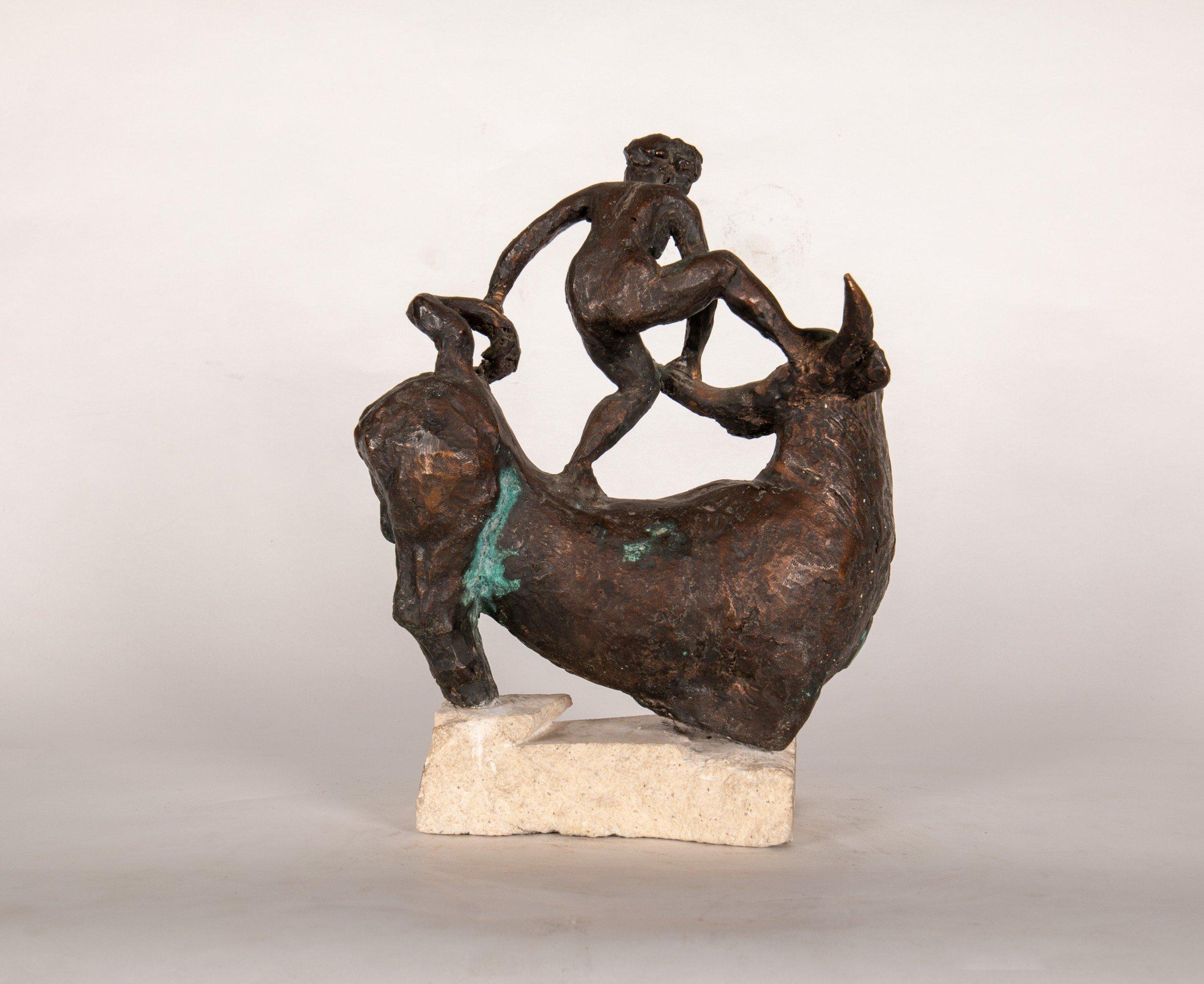 20th Century Continental School Bronze Figure of Europa and the Bull For Sale 2