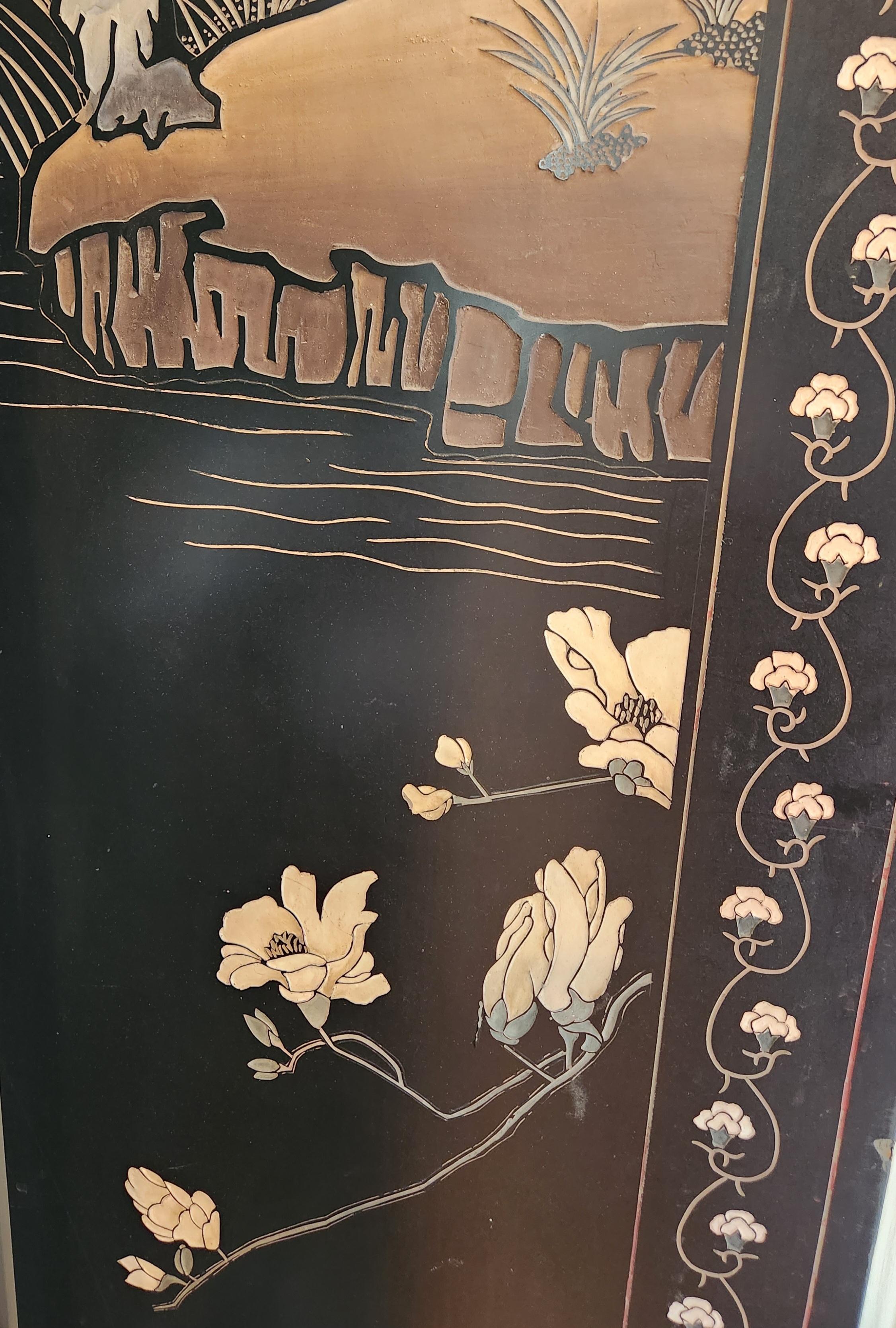 Chinesischer lackierter Holzschirm des 20. Jahrhunderts im Angebot 13
