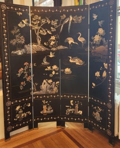 20th Century Lacquered Wooden Chinese Screen