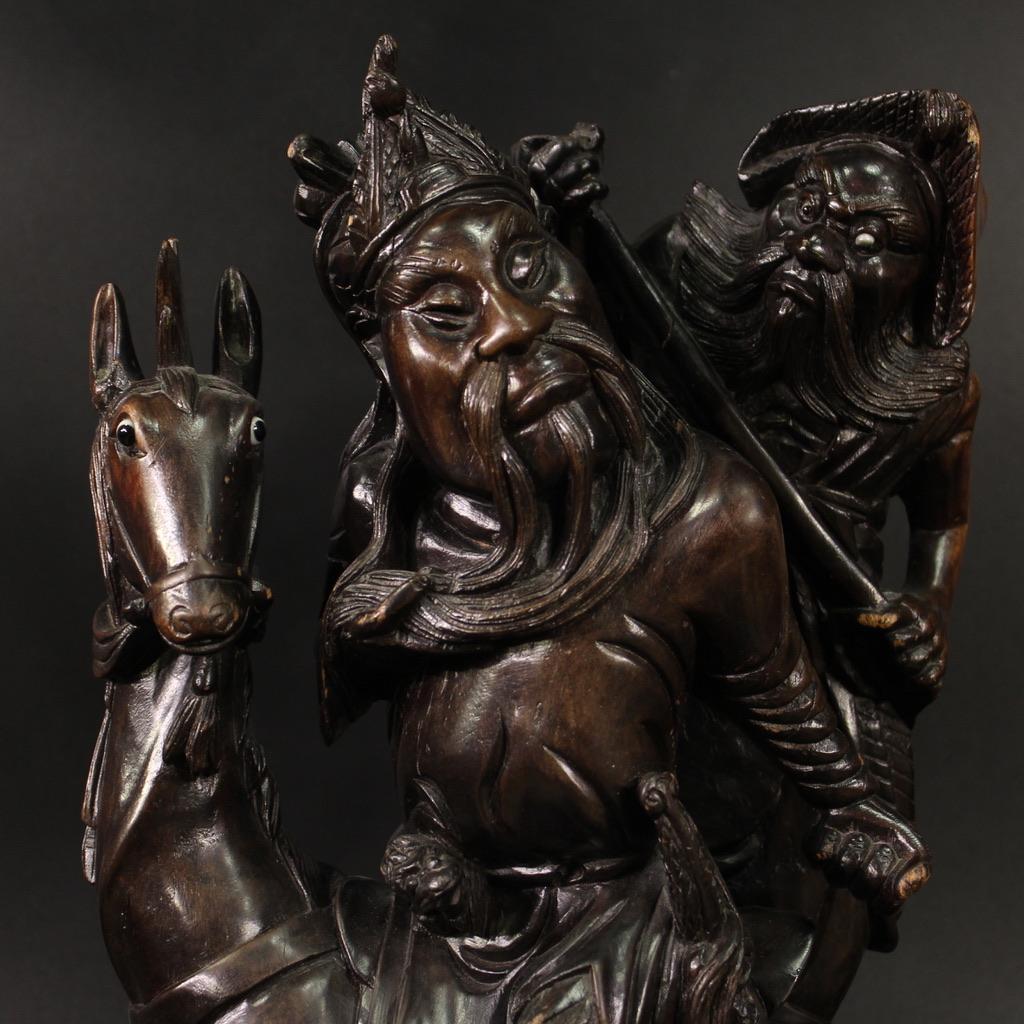 20th Century Wood Oriental Sculpture, 1940 - Figurative Sculpture Brown di Unknown