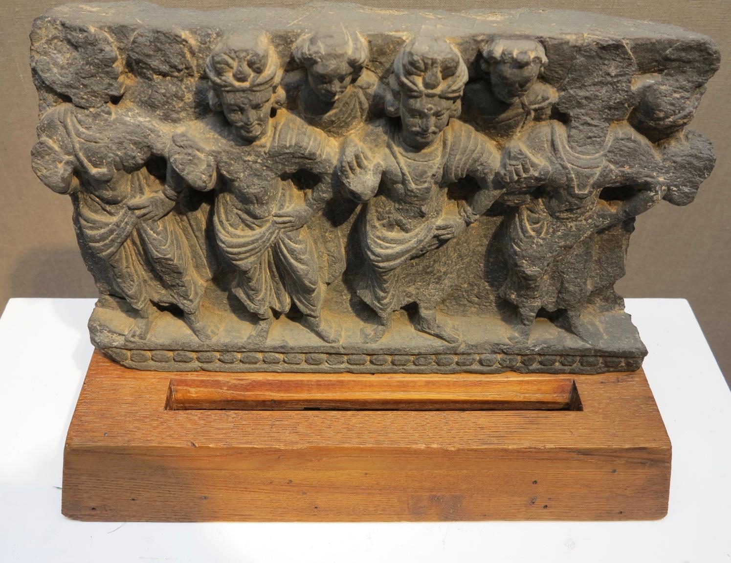 2nd-century Gandharan Attendants of The Buddha relief sculpture - Sculpture by Unknown