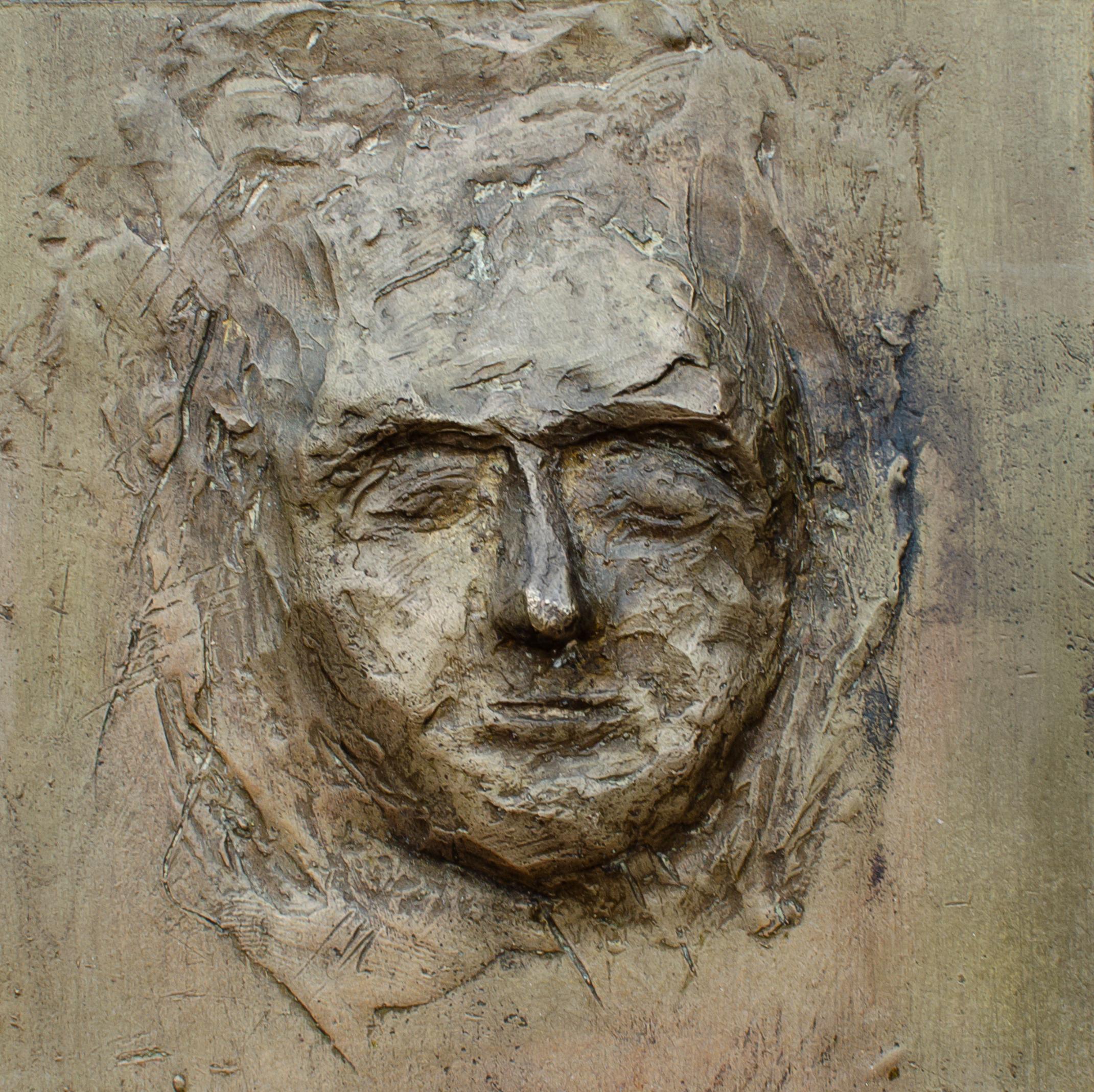 3 Volti fusi in bronzo, artista misterioso di metà secolo - Sculpture di Unknown