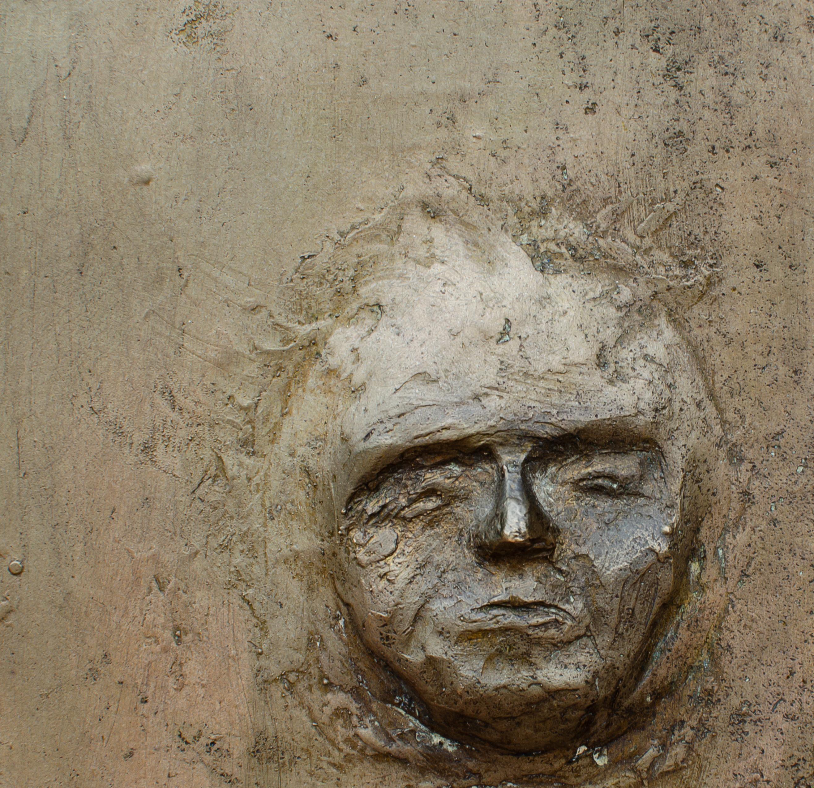 3 Volti fusi in bronzo, artista misterioso di metà secolo - Sculpture Moderno di Unknown