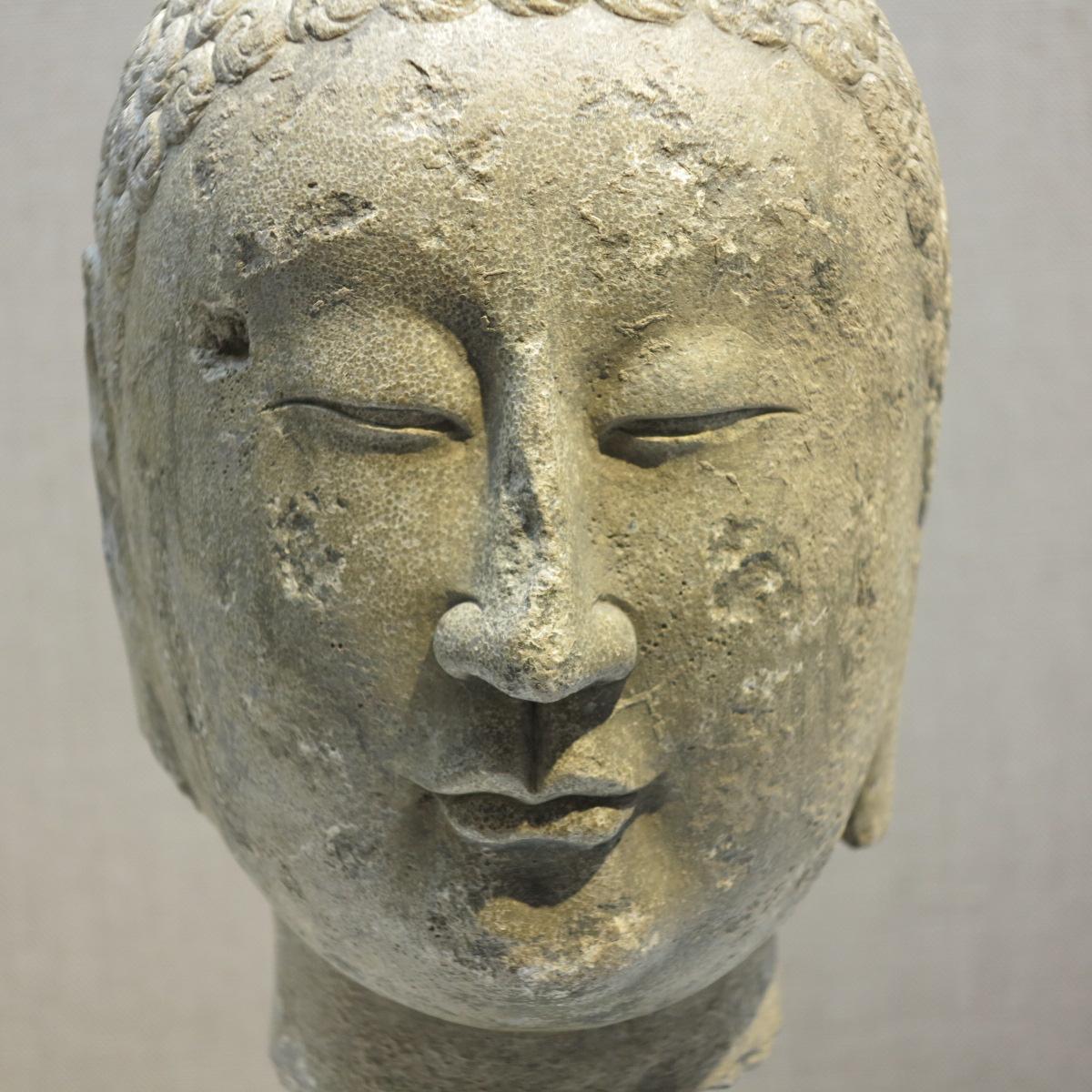 6th-century Northern Qi Dynasty Head of Buddha Chinese Bust Sculpture 1