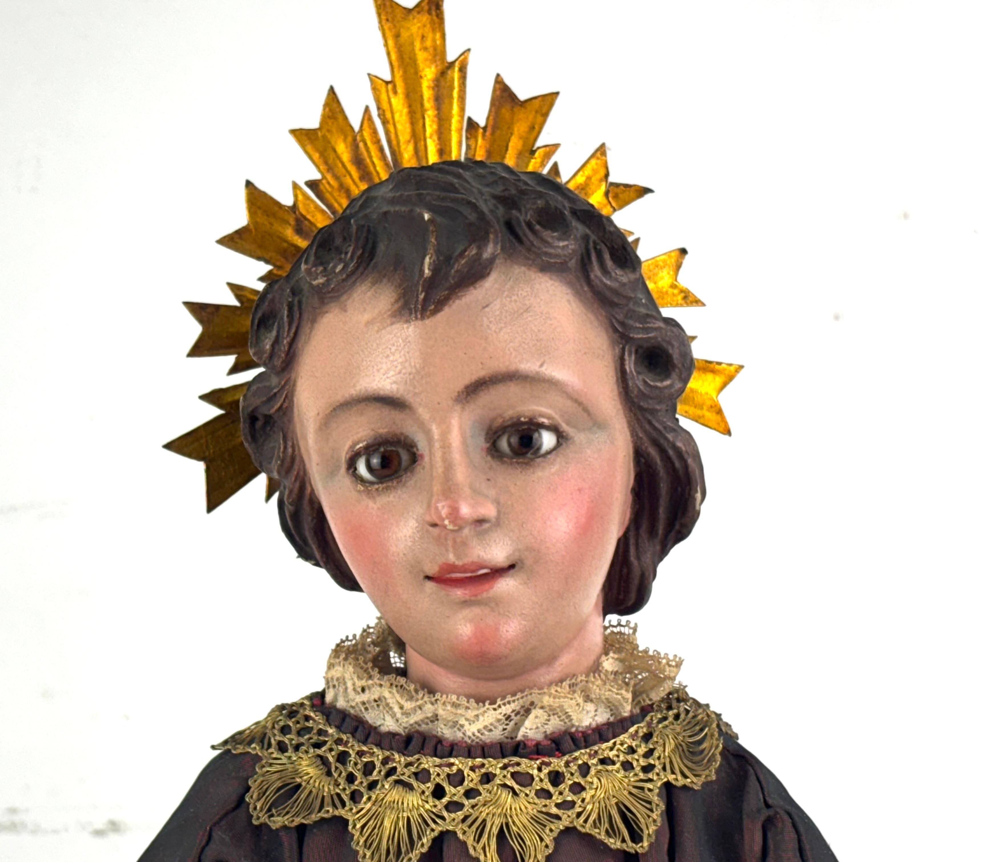 Bambino in legno policromo spagnolo del IX secolo 'Niño Jesús de la Bola'. - Sculpture di Unknown