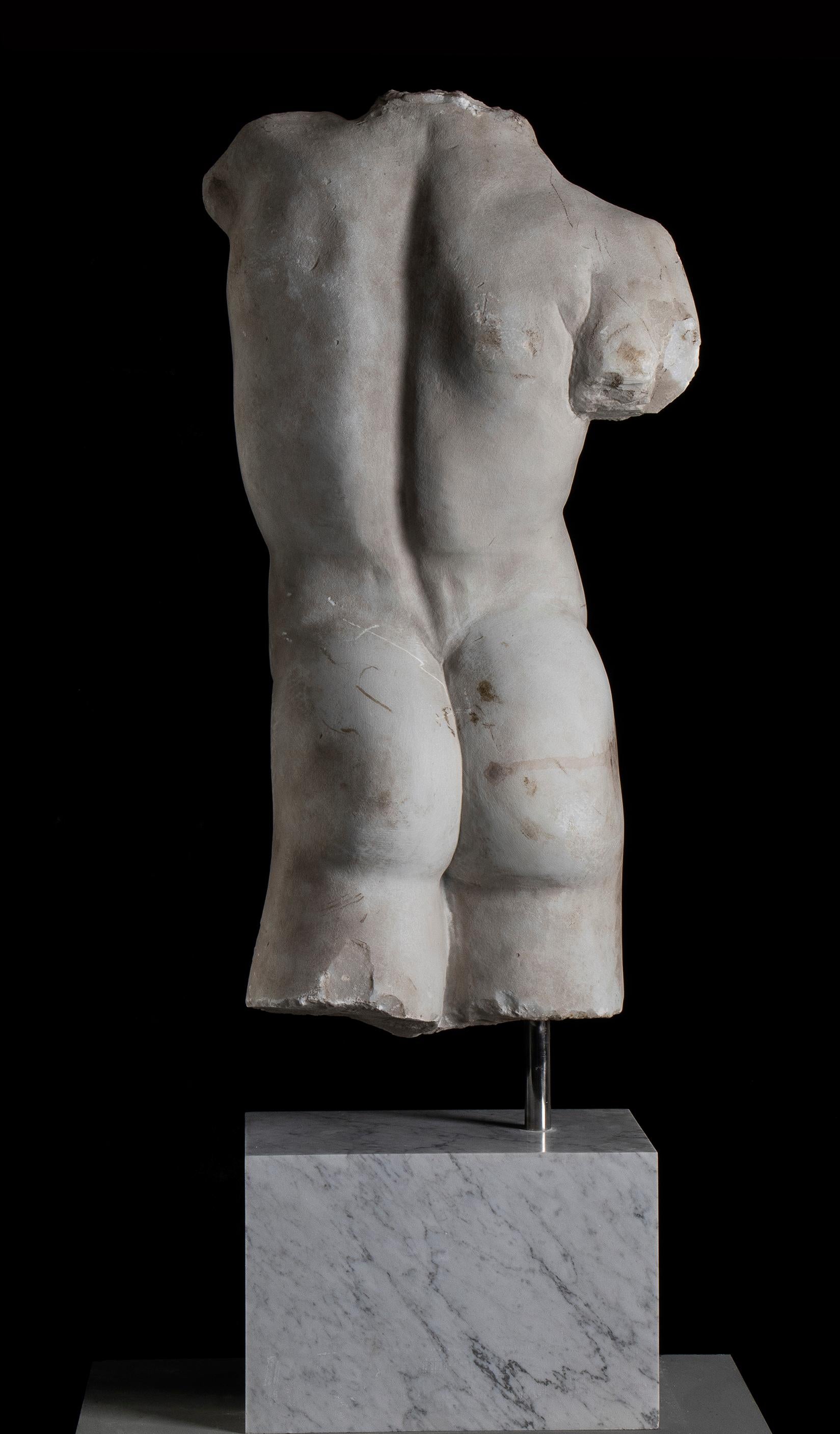 A Classical Roman Style Marble Sculpture Torso Of A God Or Athlete  - Black Nude Sculpture by Unknown