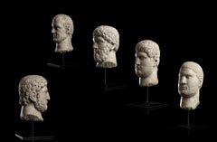 A Collection of 5 Marble Sculpture Portrait of Roman Emperors Grand Tour Style