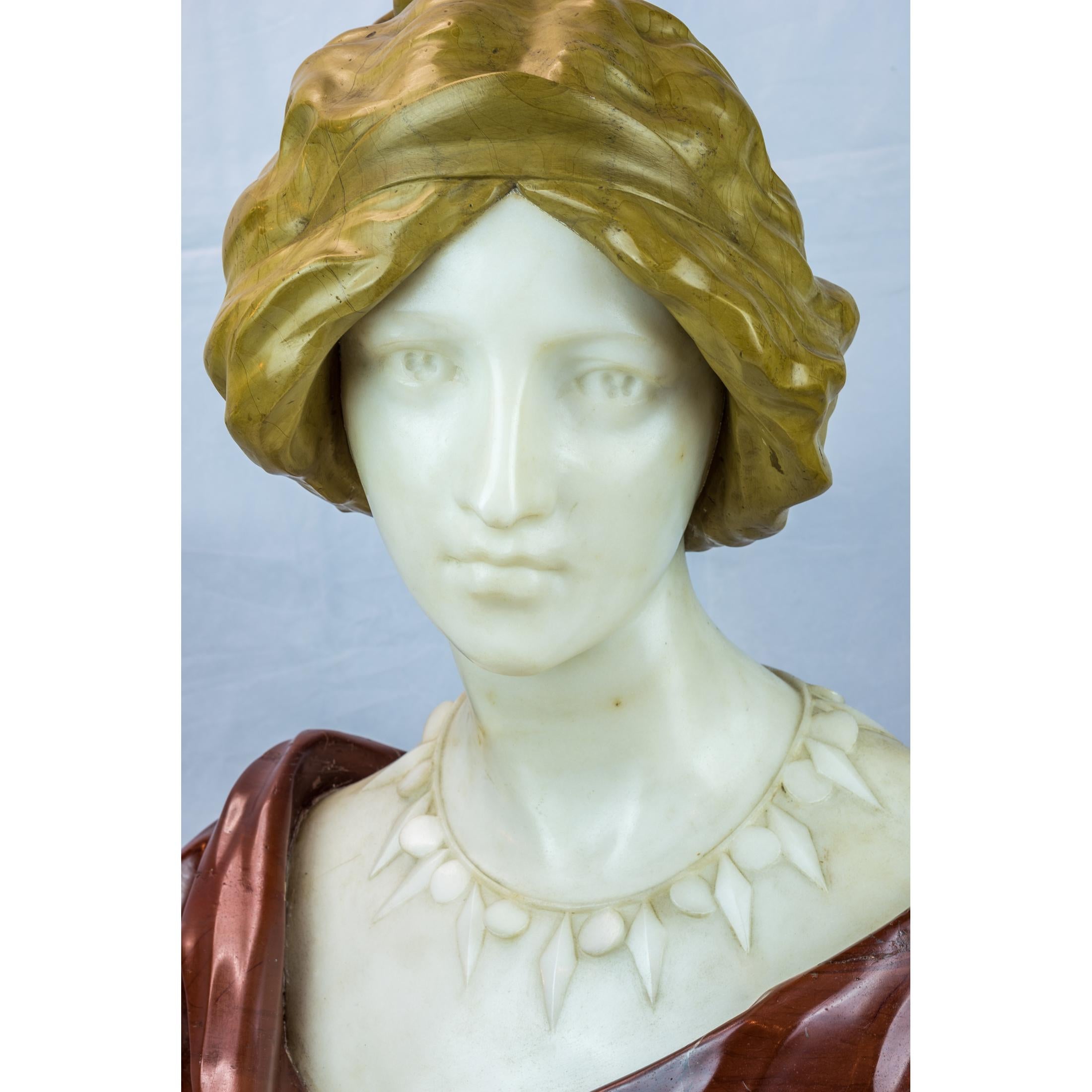 French Marble Bust of a Young Lady For Sale 1
