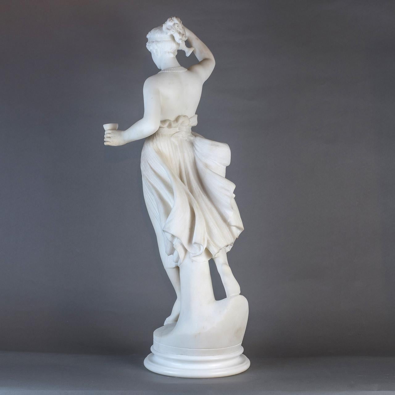 A Finely Carved Neoclassical Marble of a Standing Female Figure - Gray Figurative Sculpture by Unknown