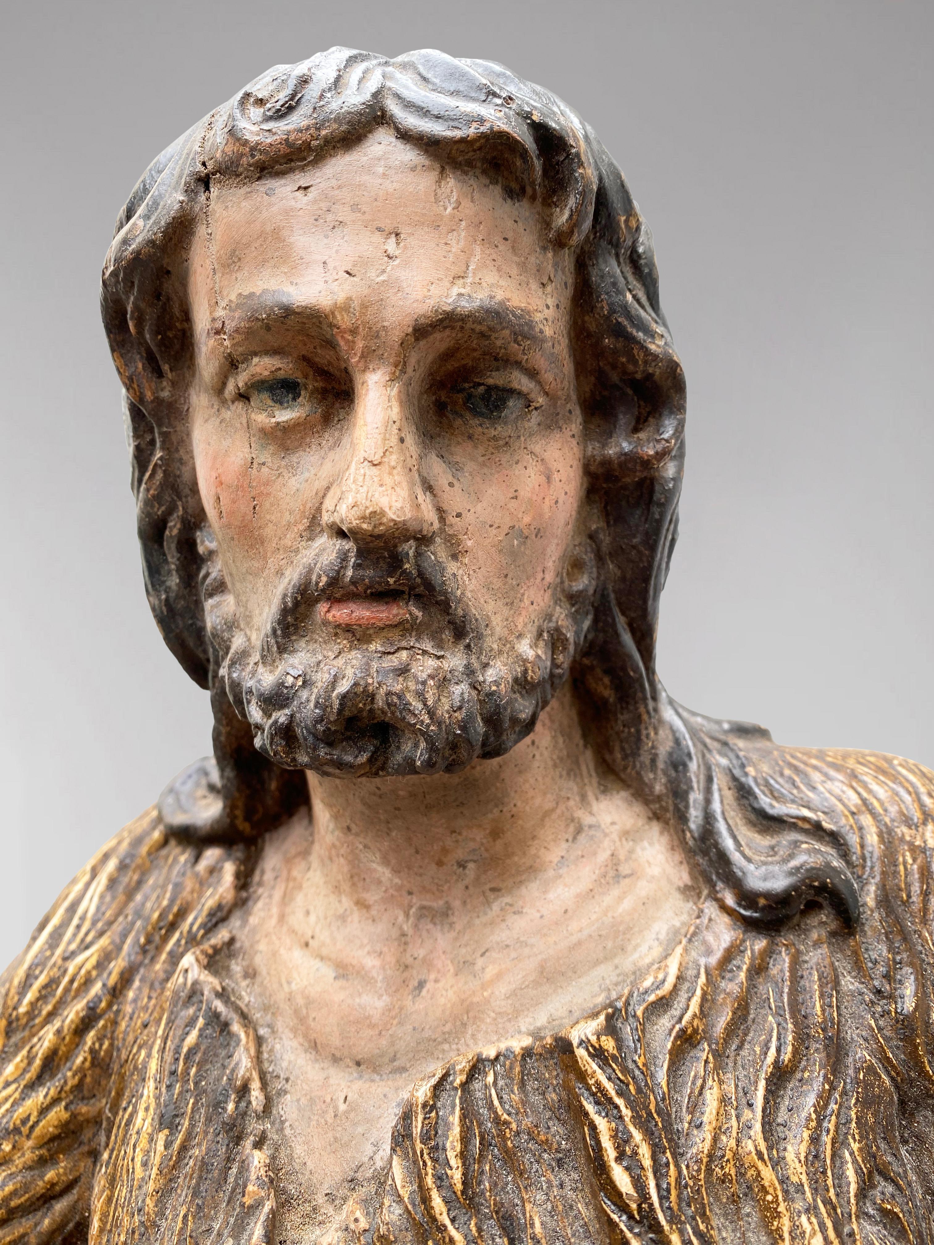 A French Statue of Saint John the Baptist, Circa 1700, polychromed wood For Sale 2