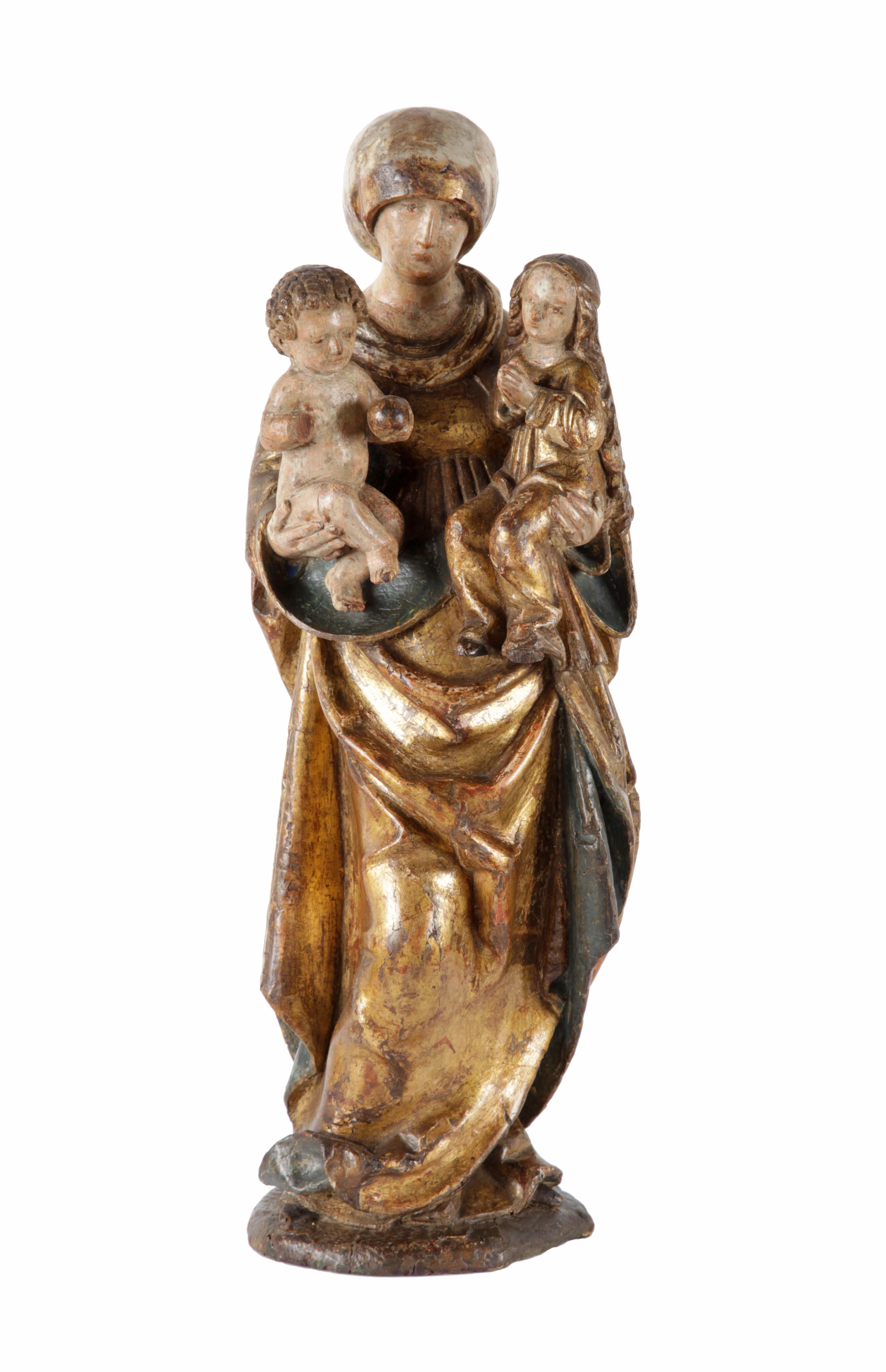 Eine Gruppe, die St. Anne Trinity representiert - Deutsche Schule, zweite Hälfte des 15. Jahrhunderts. – Sculpture von Unknown