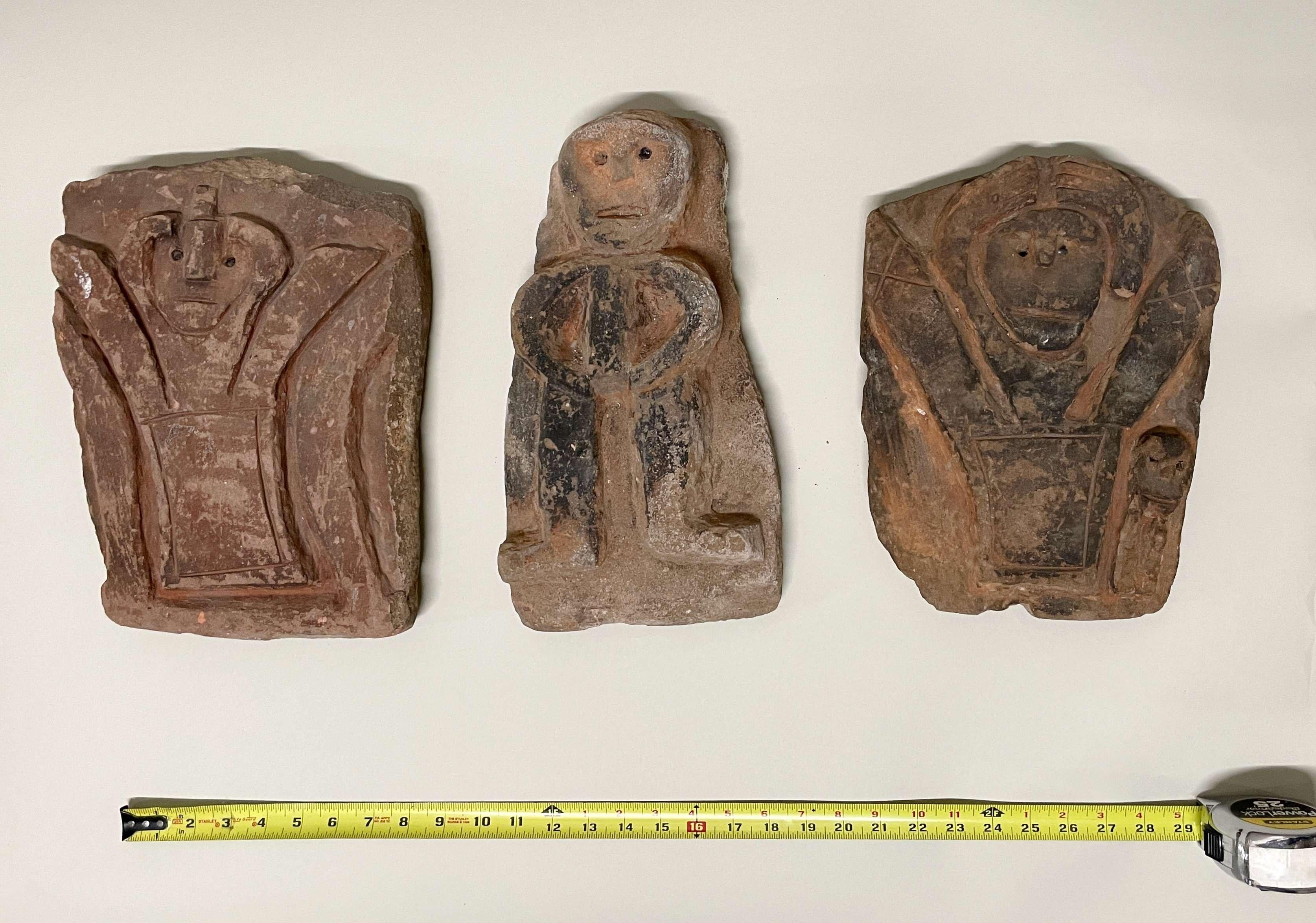 A Grouping of Three Period Ancestor Posts, Possibly Aztec - Tribal Sculpture by Unknown