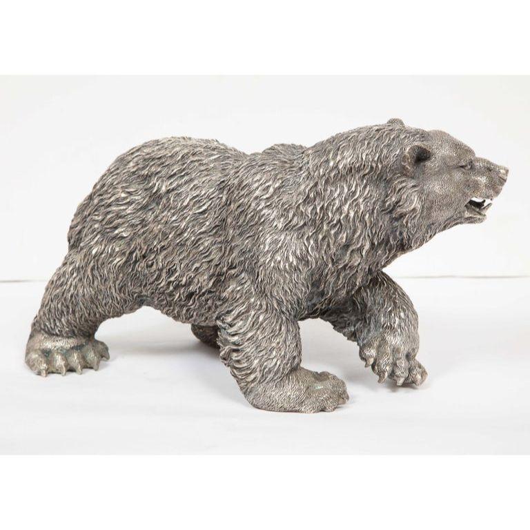 A Large Antique French Silvered Figure of Polar Bear, circa 1900 7