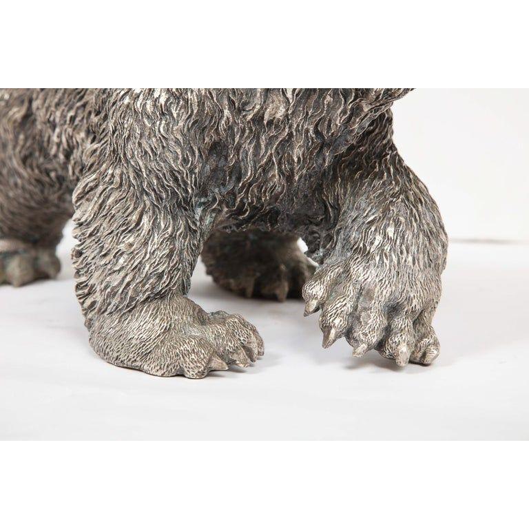 A Large Antique French Silvered Figure of Polar Bear, circa 1900 9