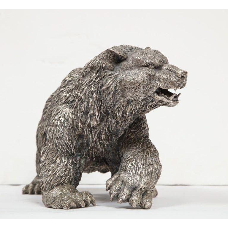 A Large Antique French Silvered Figure of Polar Bear, circa 1900 10