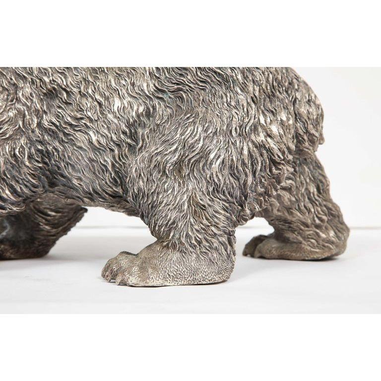A Large Antique French Silvered Figure of Polar Bear, circa 1900 1