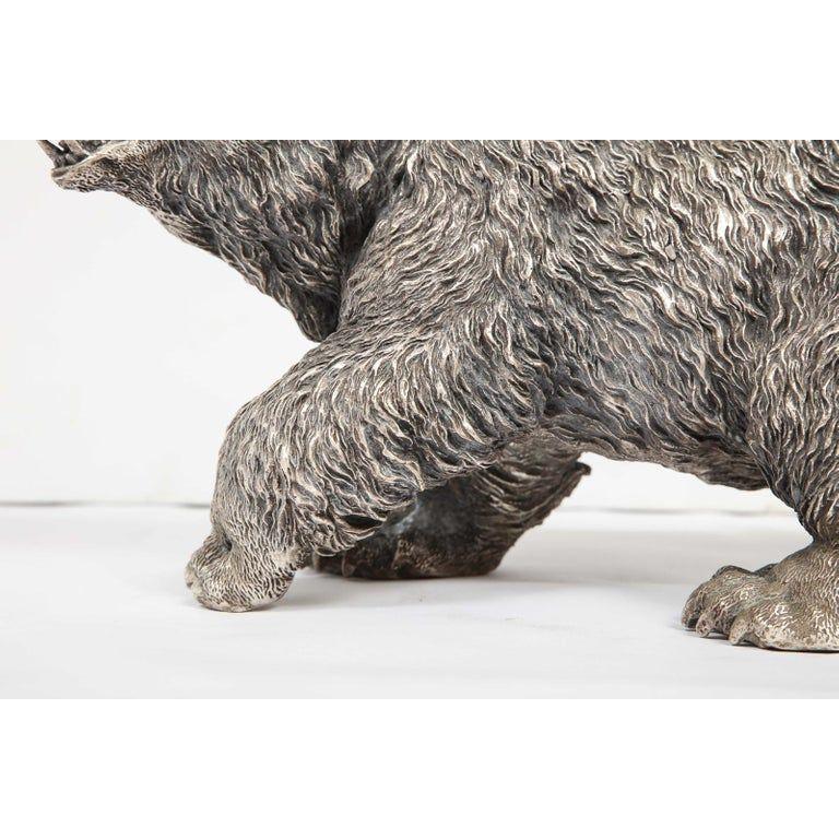 A Large Antique French Silvered Figure of Polar Bear, circa 1900 2