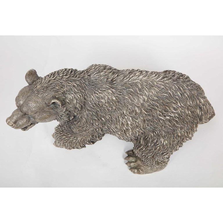 A Large Antique French Silvered Figure of Polar Bear, circa 1900 3