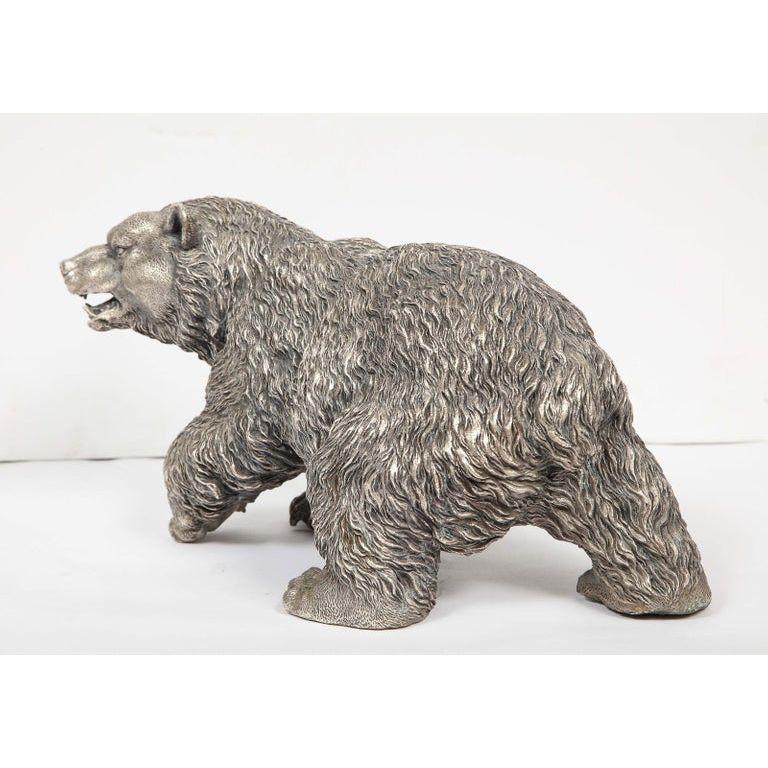 A Large Antique French Silvered Figure of Polar Bear, circa 1900 4