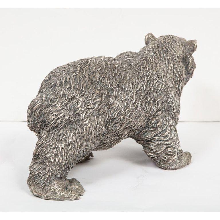 A Large Antique French Silvered Figure of Polar Bear, circa 1900 5