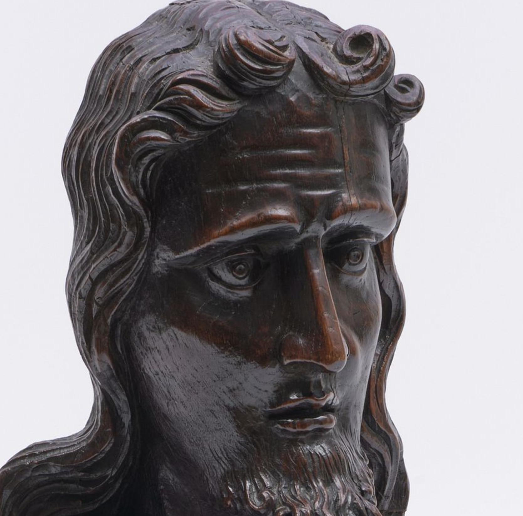 Magnifico e monumentale busto di Cristo in legno di Oak intagliato del XVI secolo, probabilmente britannico o nordeuropeo

Un potente e profondamente espressivo busto rinascimentale in quercia intagliato di Gesù Cristo, risalente al XVI secolo, di