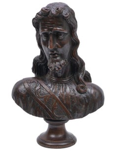 Monumentale geschnitzte Eichenbüste von Jesus Christus aus der Renaissance des 16.