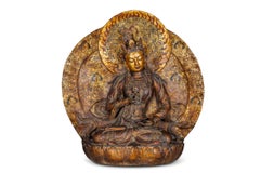 Escultura ornamental monumental de bronce dorado lacado de Vajravidarana