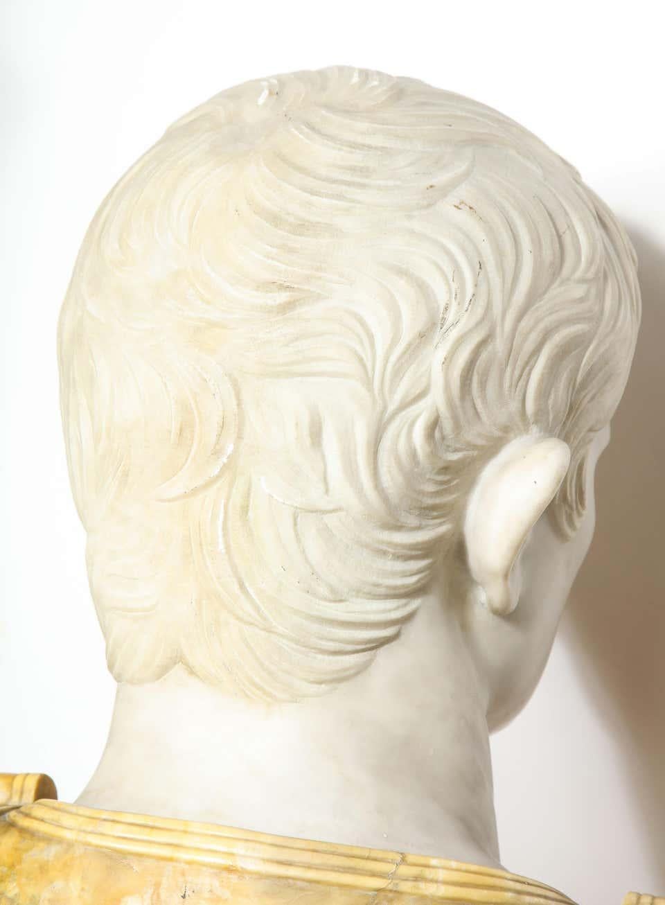 A Museum Quality Carrara and Sienna Marble Bust of Julius Augustus Caesar, 1850 7