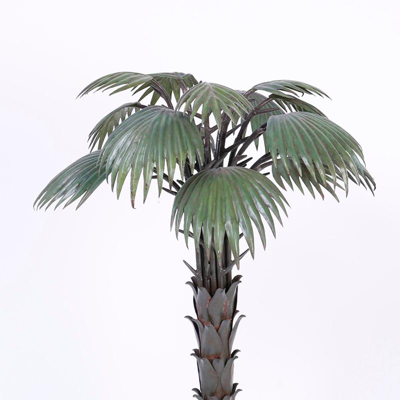 A Painted and Patinated Metal Palm Tree Sculpture For Sale 1