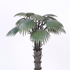 A Painted and Patinated Metal Palm Tree Sculpture
