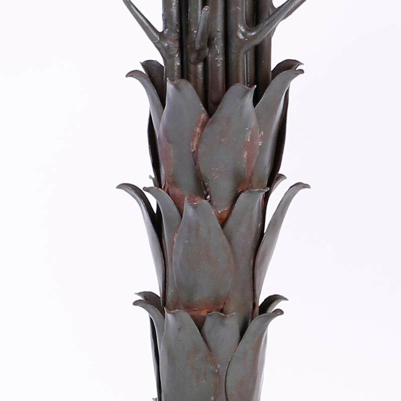 A Painted and Patinated Metal Palm Tree Sculpture For Sale 3